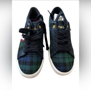 Polo by Ralph Lauren Green and Blue Plaid Sneakers NWOT
